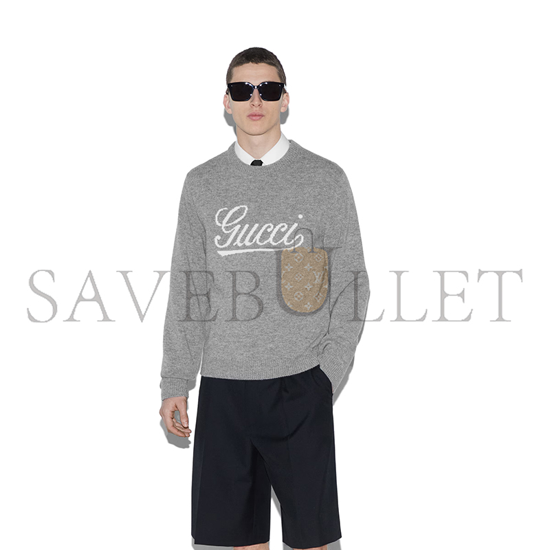 GUCCI WOOL SWEATER WITH GUCCI INTARSIA 795347